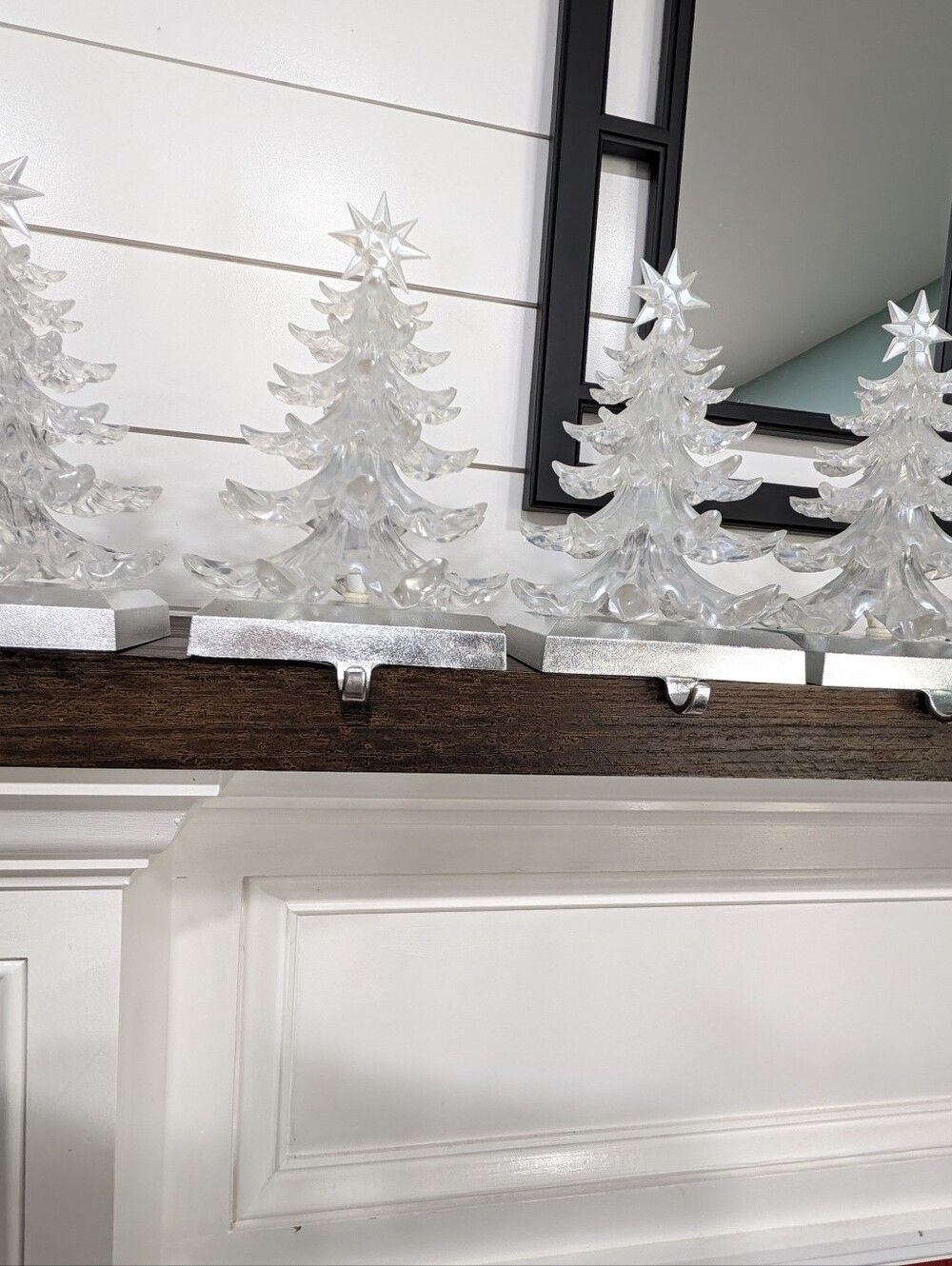 4 Christmas Tree Light Up Stocking Holders Heavy Weight Holiday Decor